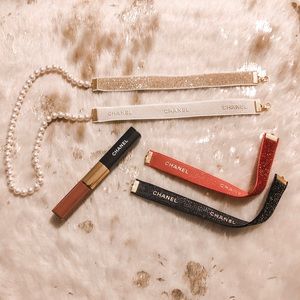 New glass pearls Chanel ribbon mask/sunglasses lanyard chain